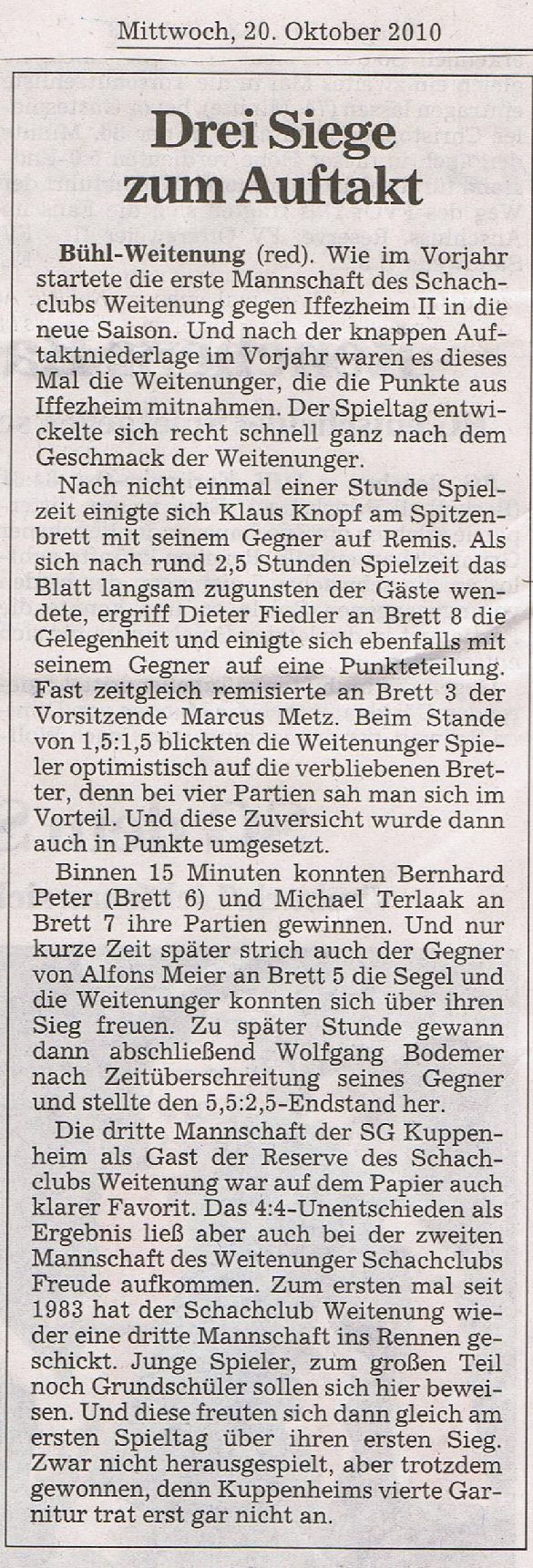 Pressebericht im ABB vom 20.10.2010